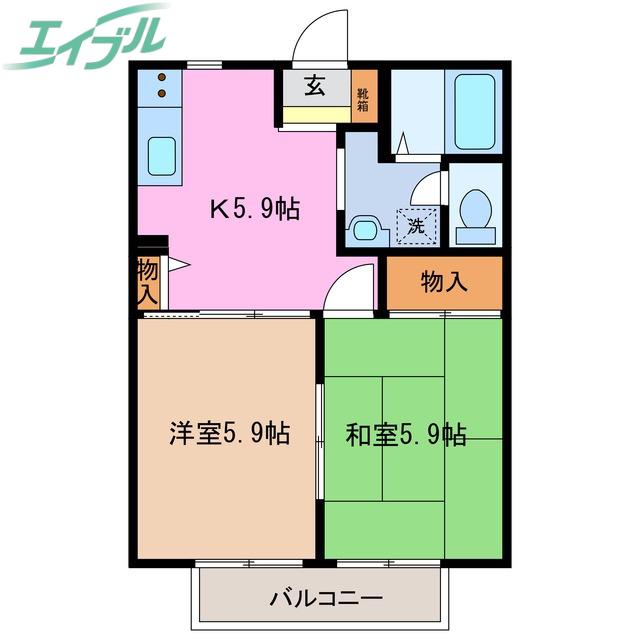 プリマベーラ(2K/2階)の間取り写真