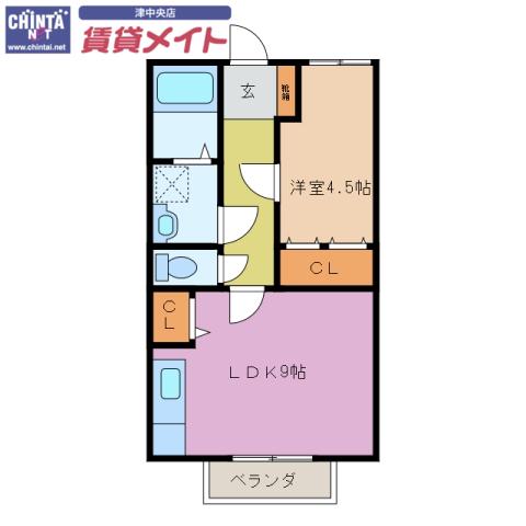 グロリアス雅(1LDK/1階)の間取り写真
