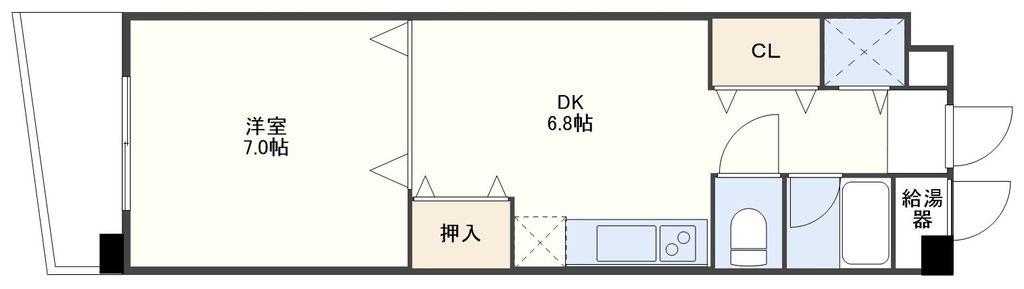 ヒルサイドプレイス(1DK/4階)の間取り写真