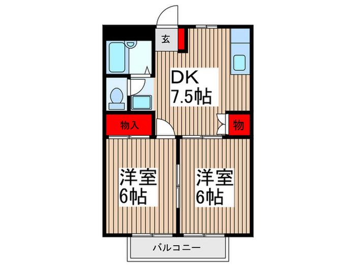 パ-ル・メゾン(2DK/1階)の間取り写真