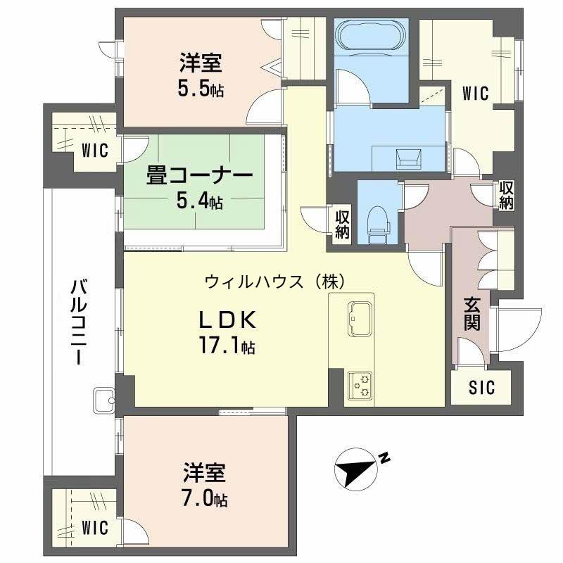 アルテーヌ浜寺元町 B棟(2SLDK/2階)の間取り写真