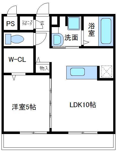 オークスアレイ相模原中央(1LDK/1階)の間取り写真