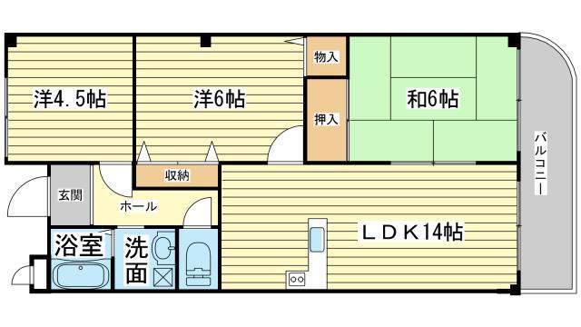 プロムナード・飾磨I(3LDK/3階)の間取り写真