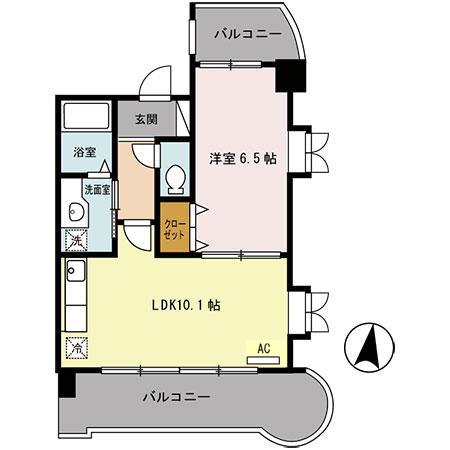 ラディウス武庫之荘(1LDK/2階)の間取り写真