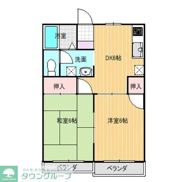 レピュート上柴(2DK/1階)の間取り写真