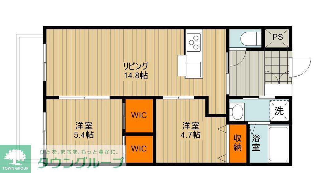 ソフィア本厚木(2LDK/4階)の間取り写真