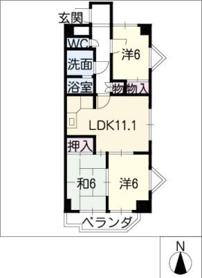 ラメゾンクレール(3LDK/5階)の間取り写真