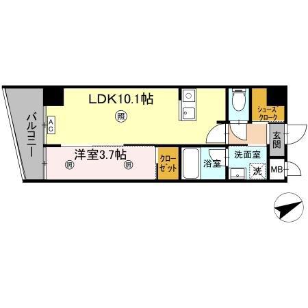 D-ROOM安謝(1LDK/4階)の間取り写真