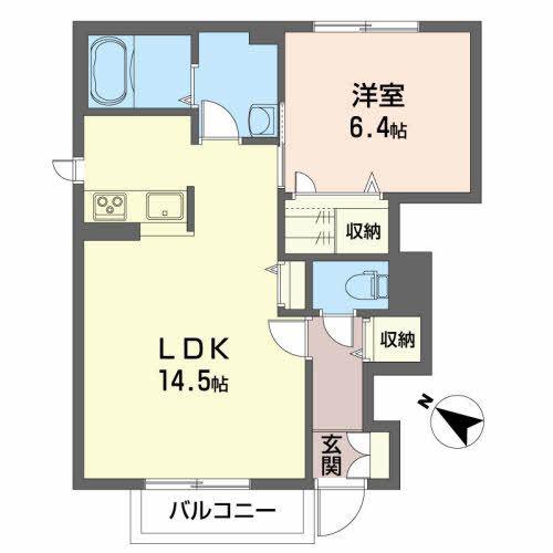 エルヴィータ(1LDK/1階)の間取り写真