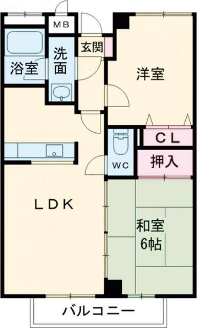 プレステージフジ 忠岡壱番館(2LDK/2階)の間取り写真