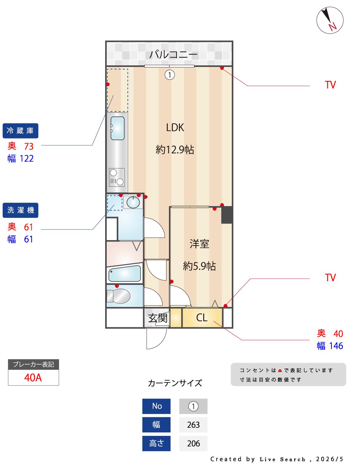 レジデンスTKY(1LDK/2階)の間取り写真