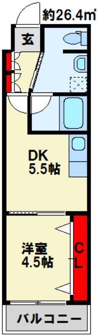 CPタワー(1DK/17階)の間取り写真