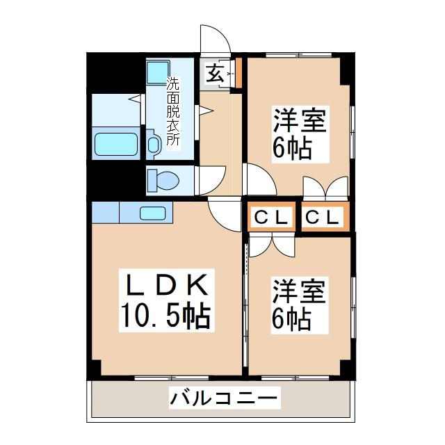 上村ハイツIII(2LDK/5階)の間取り写真