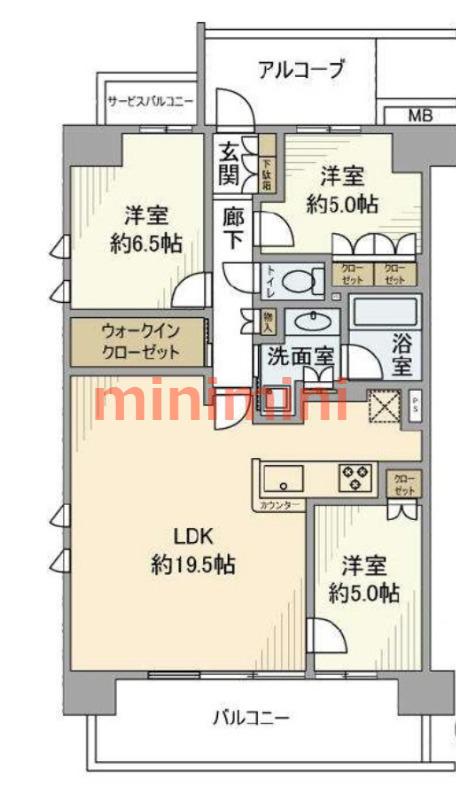 クレヴィア高槻ガーデンテラス(3LDK/10階)の間取り写真