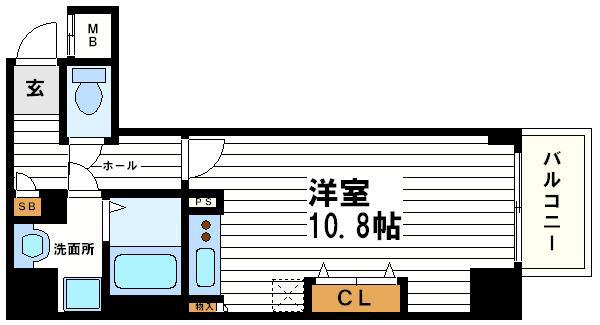 ドゥーエ玉造(ワンルーム/11階)の間取り写真