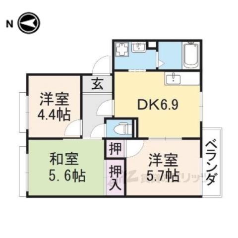 アルカディアA・B(3DK/1階)の間取り写真