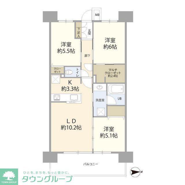 イニシア川口西青木(3LDK/5階)の間取り写真