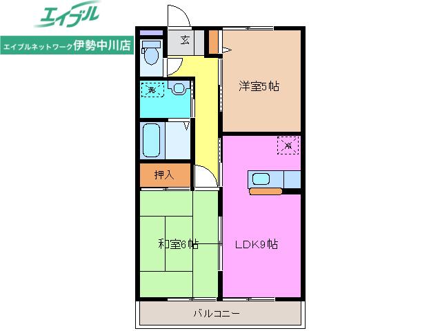 カーサ花水木(2LDK/2階)の間取り写真