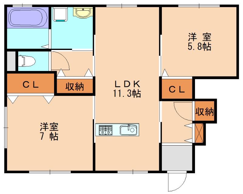 コンフォート志の(2LDK/1階)の間取り写真