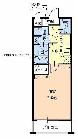 ポプラーレ狭山(1K/2階)の間取り写真