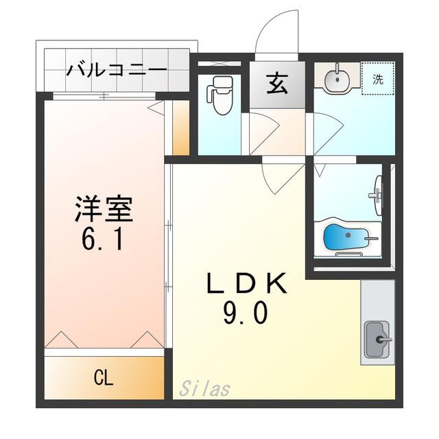 ACT住之江(1LDK/3階)の間取り写真