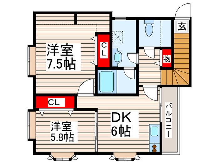 東京メトロ有楽町線 氷川台駅 徒歩2分 3階建 築26年(2DK/3階)の間取り写真