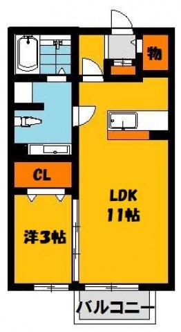 パルフェタムール(1LDK/1階)の間取り写真