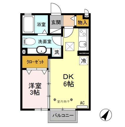 セジュールグリーン雅(1DK/1階)の間取り写真