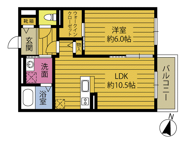 ウィル・ブレス(1LDK/2階)の間取り写真