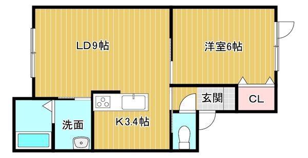 BELCASA(1LDK/1階)の間取り写真