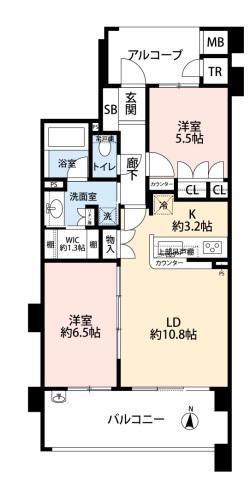 グレーシアシティ立川アクティブウィング(2LDK/2階)の間取り写真