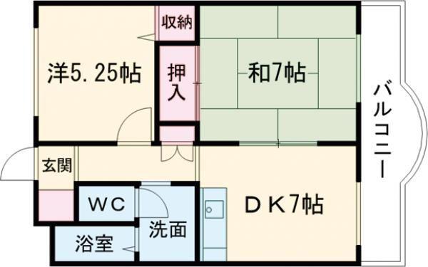 プラムフラワーズ(2DK/3階)の間取り写真