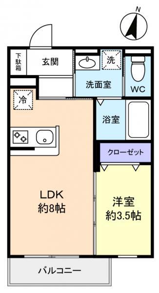 ROBOT HOME 習志野II(1LDK/2階)の間取り写真
