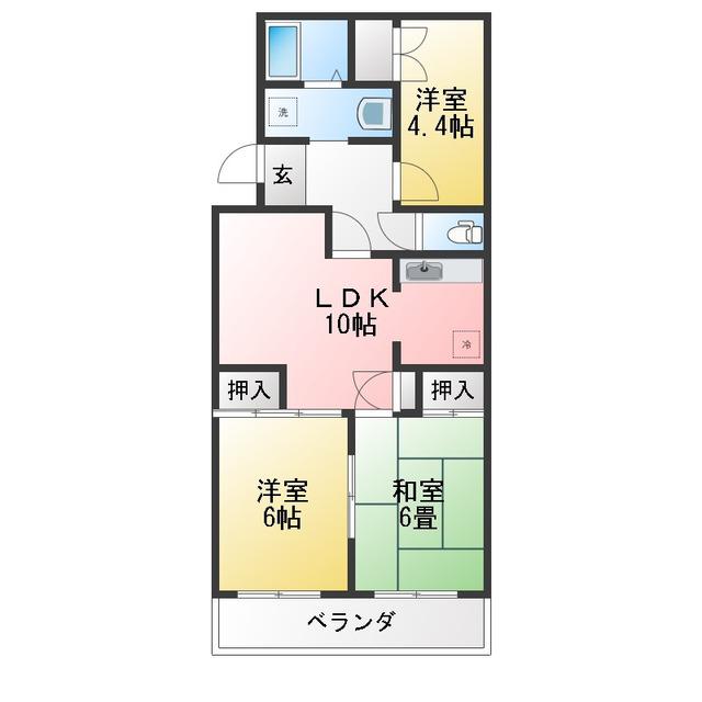 リバーサイドハイツ(3LDK/3階)の間取り写真