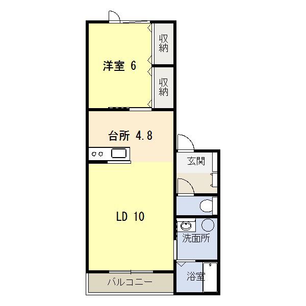 クローバーハイツ(1LDK/1階)の間取り写真
