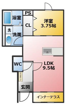 リーブルファイン戸田(1LDK/1階)の間取り写真