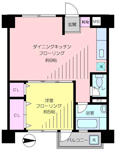 清和マンション(1DK/3階)の間取り写真