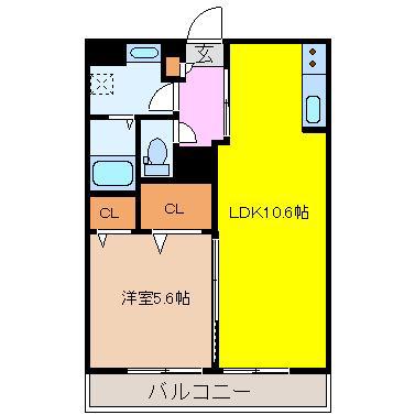 コンフォール元今泉(1LDK/3階)の間取り写真