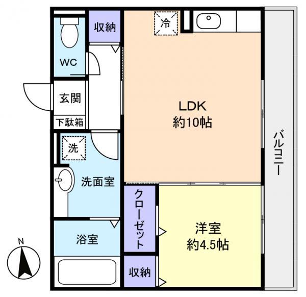 リヴェールII(1LDK/2階)の間取り写真