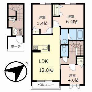 ルサンティエ(3LDK/2階)の間取り写真