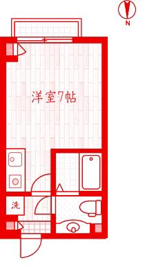 RESIDENCE クリスタル(ワンルーム/2階)の間取り写真