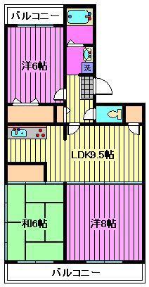 サンハイム大宮(3LDK/2階)の間取り写真