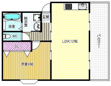 メゾン野々上(1LDK/1階)の間取り写真