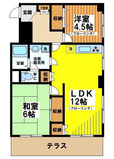 レジ豊郷(2LDK/1階)の間取り写真