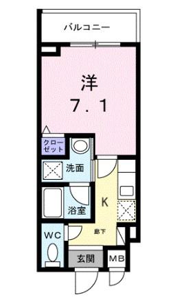ライズ脇田町 B棟(1K/4階)の間取り写真
