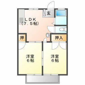 サンシティーWI(2DK/2階)の間取り写真