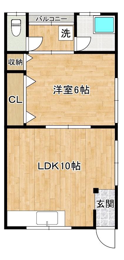 竹和荘(1LDK/2階)の間取り写真