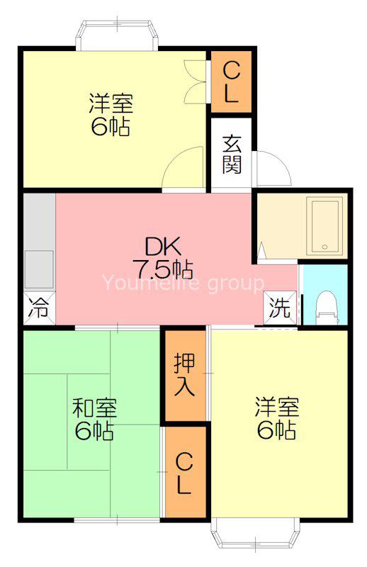 ホワイトテラス(3DK/2階)の間取り写真