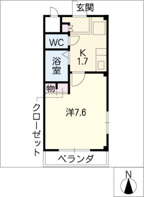 アズールK(1K/2階)の間取り写真