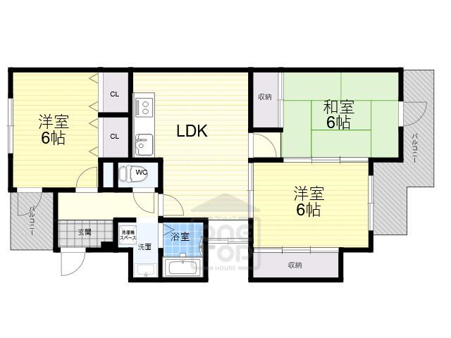 マンションアメニティPARTⅡ(3LDK/3階)の間取り写真
